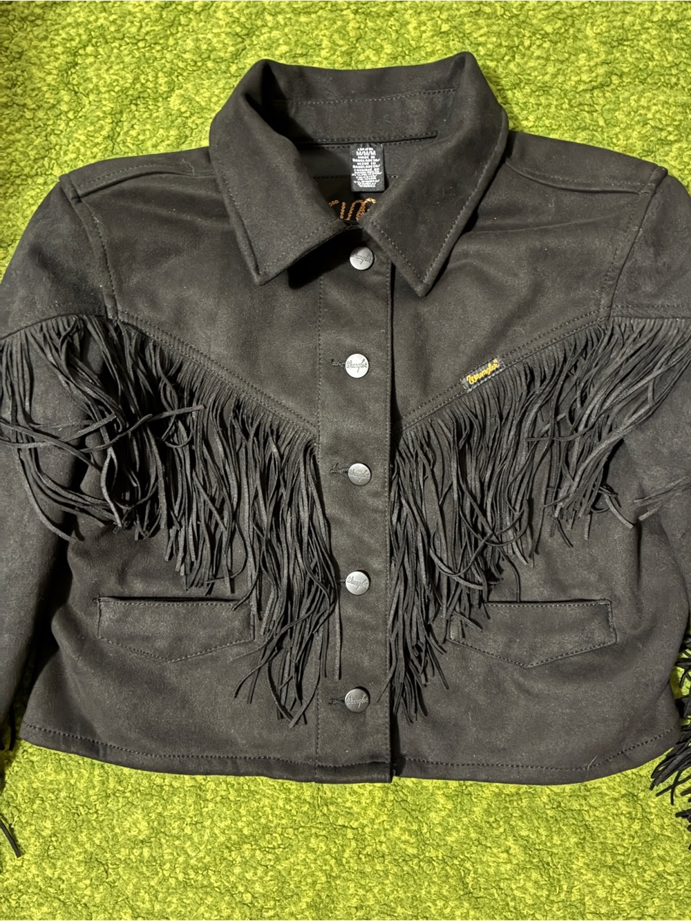 Vegan Suede Wrangler Cropped Fringe Jacket - Picture 9 of 13